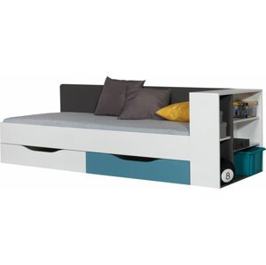Dětská postel Tablo TA12 Barva korpusu: Grafit/Bílá/Modrá, Varianty: Samostatná postel, Varianta Si: Čelo pravé