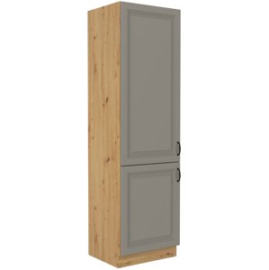 Vysoká skříňka pro vestavnou lednici Stilo 60 LO-210 2F Barva korpusu: Dub artisan, Barva dvířek: Clay Grey
