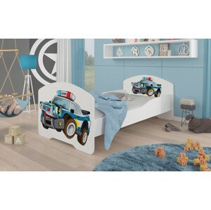 Dětská postel s obrázky - čelo Pepe Rozměr: 160 x 80 cm, Obrázek: Policejní auto