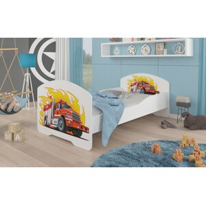 Dětská postel s obrázky - čelo Pepe Rozměr: 160 x 80 cm, Obrázek: Hasiči