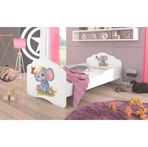 Dětská postel s obrázky - čelo Casimo Rozměr: 160 x 80 cm, Obrázek: Slůně