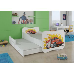 Dětská postel s obrázky - čelo Gonzalo II Rozměr: 160 x 80 cm, Obrázek: Hasiči