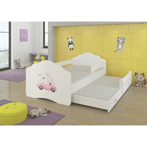 Dětská postel s obrázky - čelo Casimo II bar Rozměr: 160 x 80 cm, Obrázek: Kočka v Autě