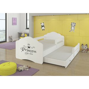 Dětská postel s obrázky - čelo Casimo II bar Rozměr: 160 x 80 cm, Obrázek: Černý nápis Princess