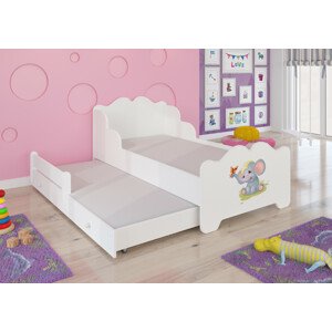Dětská postel s obrázky - čelo Ximena II Rozměr: 160 x 80 cm, Obrázek: Slůně