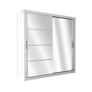 Šatní skříň Brandon Barva korpusu: Bílá, Rozměry: 150 cm, Dveře: Bílé sklo