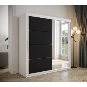 Šatní skříň Abi Tapi 2 Barva korpusu: Bílá, Rozměry: 180 cm, Dveře: Černá koženka