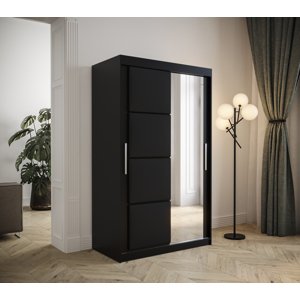 Šatní skříň Abi Tapi 2 Barva korpusu: Černá, Rozměry: 120 cm, Dveře: Černá koženka