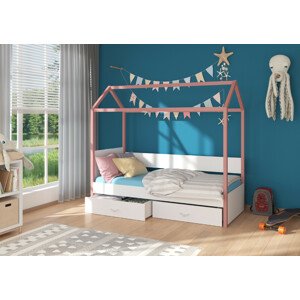 Dětská postel Otello Barva korpusu: Bílá, Rozměr: 190 x 87 cm, Rám: Růžová
