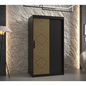 Šatní skříň Abi Kair Barva korpusu: Černá, Rozměry: 100 cm, Dveře: Kair + černá