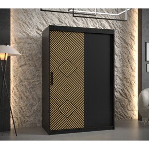 Šatní skříň Abi Kair Barva korpusu: Černá, Rozměry: 120 cm, Dveře: Kair + černá