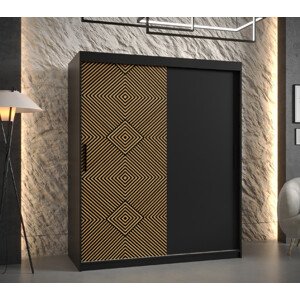 Šatní skříň Abi Kair Barva korpusu: Černá, Rozměry: 150 cm, Dveře: Kair + černá