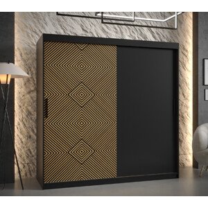 Šatní skříň Abi Kair Barva korpusu: Černá, Rozměry: 180 cm, Dveře: Kair + černá
