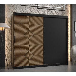 Šatní skříň Abi Kair Barva korpusu: Černá, Rozměry: 200 cm, Dveře: Kair + černá