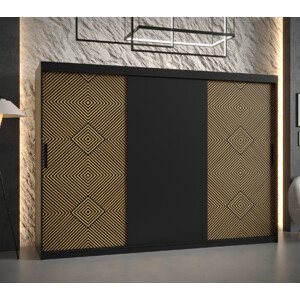 Šatní skříň Abi Kair Barva korpusu: Černá, Rozměry: 250 cm, Dveře: Kair + černá