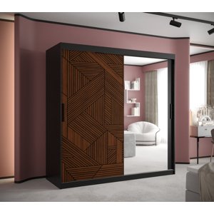 Šatní skříň Abi Marsylia 2 Barva korpusu: Černá, Rozměry: 180 cm, Dveře: Marsylia + zrcadlo