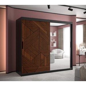 Šatní skříň Abi Marsylia 2 Barva korpusu: Černá, Rozměry: 200 cm, Dveře: Marsylia + zrcadlo