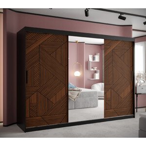 Šatní skříň Abi Marsylia 2 Barva korpusu: Černá, Rozměry: 250 cm, Dveře: Marsylia + zrcadlo