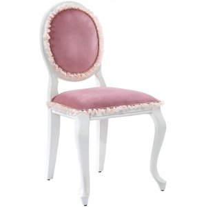Rustikální čalouněná židle ballerina - bílá/růžová