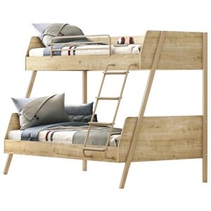 Patrová postel s rozšířeným spodním lůžkem cody - dub světlý/béžová