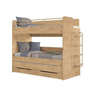 Patrová postel s úložným prostorem a žebříkem cody 90x200cm - dub