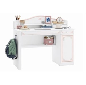 Psací stůl s malým nástavcem betty - bílá/růžová