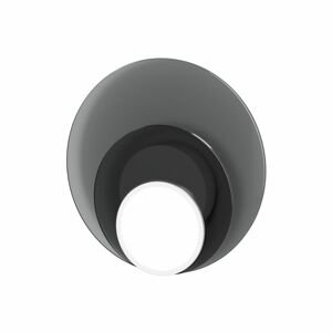 Stropní / nástěnná lampa DOT 06, více variant - TUNTO Model: černý rám a krycí část, skleněný panel šedý / dubová překližka